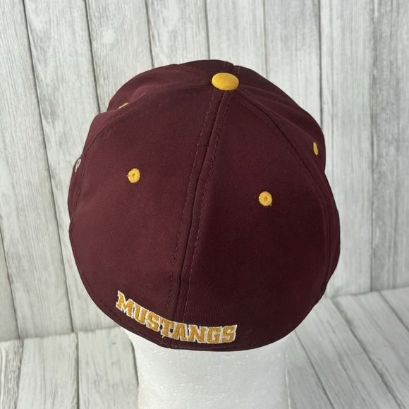 Vintage Midwestern State Mustangs Hat Cap Red Yellow Collegiate‎ THE GAME Small - Picture 3 of 16